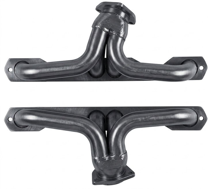 CC3DP-158-P Shorty Header Set, 1970-1992 Chevy Camaro, 1955-Up Chevy Trucks w/SBC, Angle Plug, D-Port Flange [Raw/Unfinished]