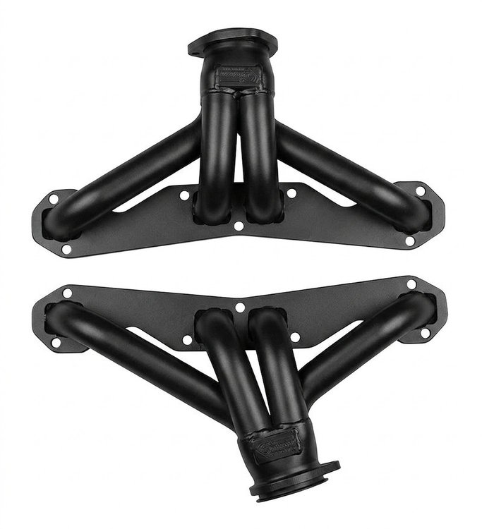 CC409-BEC Shorty Header Set, Chevy Big Block 348/409 “W” Engines [Black Satin Ceramic Coating]