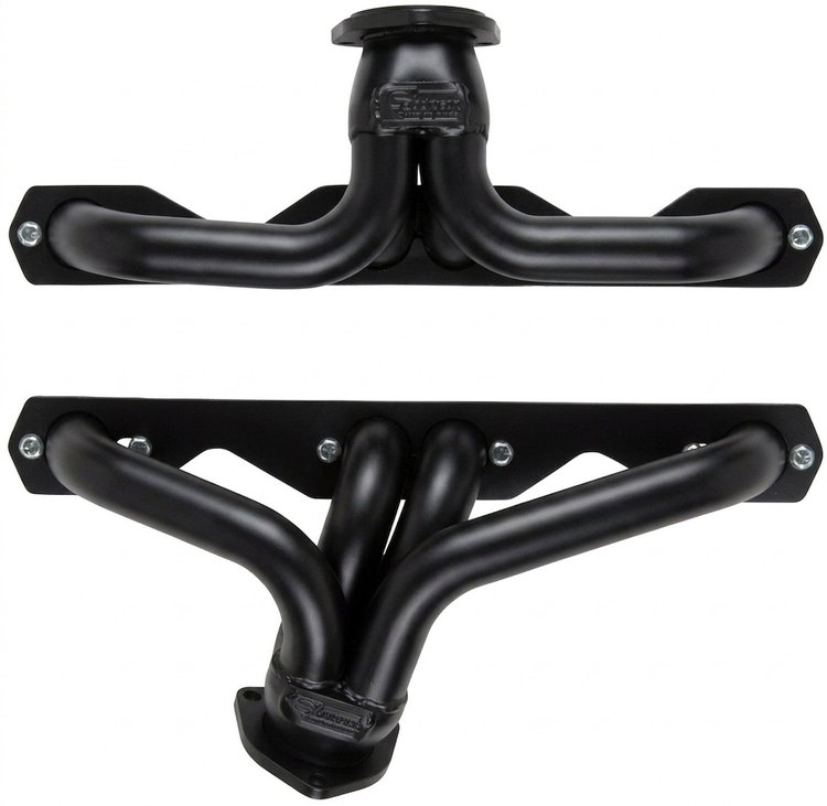 CC4DP-BEC Shorty Header Set, 1935-1940 Ford Cars/Trucks, 1960s Ford Trucks w/Small Block Chevy [Black Satin Ceramic Coating]