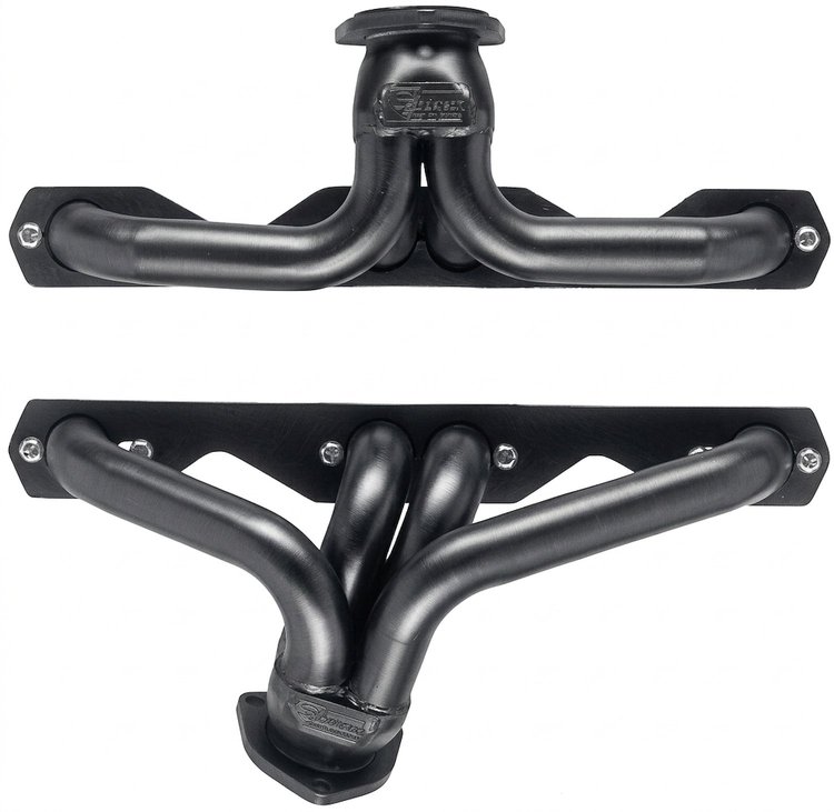 CC4DP-P Shorty Header Set, 1935-1940 Ford Cars/Trucks, 1960s Ford Trucks w/SBC, Angle Plug, D-Port Flange [Raw/Unfinished]