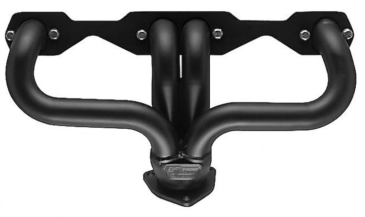 CC5-158-BEC Shorty Header Set, Small Block Chevy, Angle Plug [Black Satin Ceramic Coating]