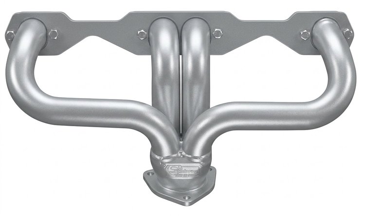 CC5-158-SEC Shorty Header Set, Small Block Chevy, Angle Plug [Silver Ceramic Coating]