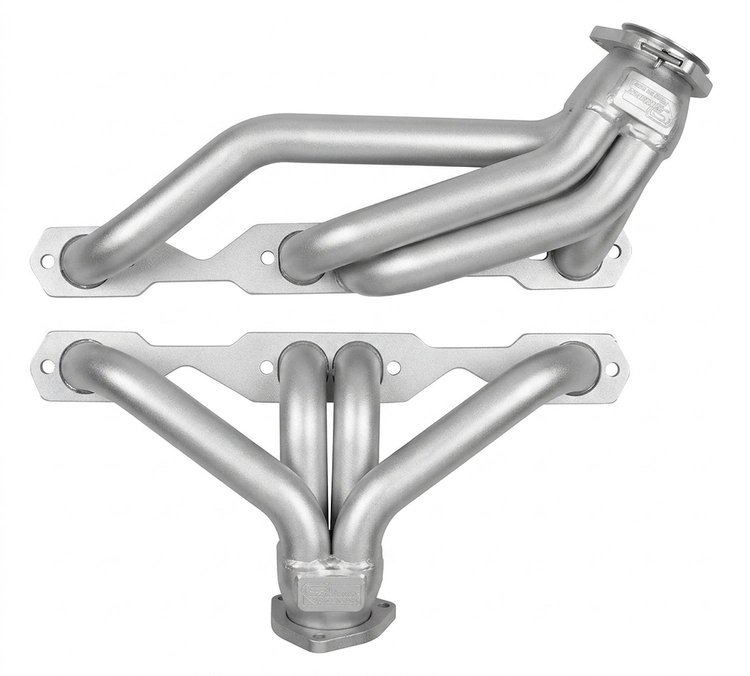 CC55-SEC Shorty Header Set, 1955-1957 Chevy Cars w/Small Block Chevy, Straight Plug [Silver Ceramic Coating]