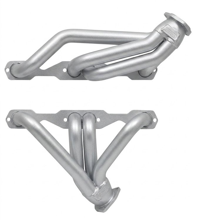 CC56-SEC Shorty Header Set, 1955-1957 Chevy Cars w/Small Block Chevy, Straight Plug [Silver Ceramic Coating]