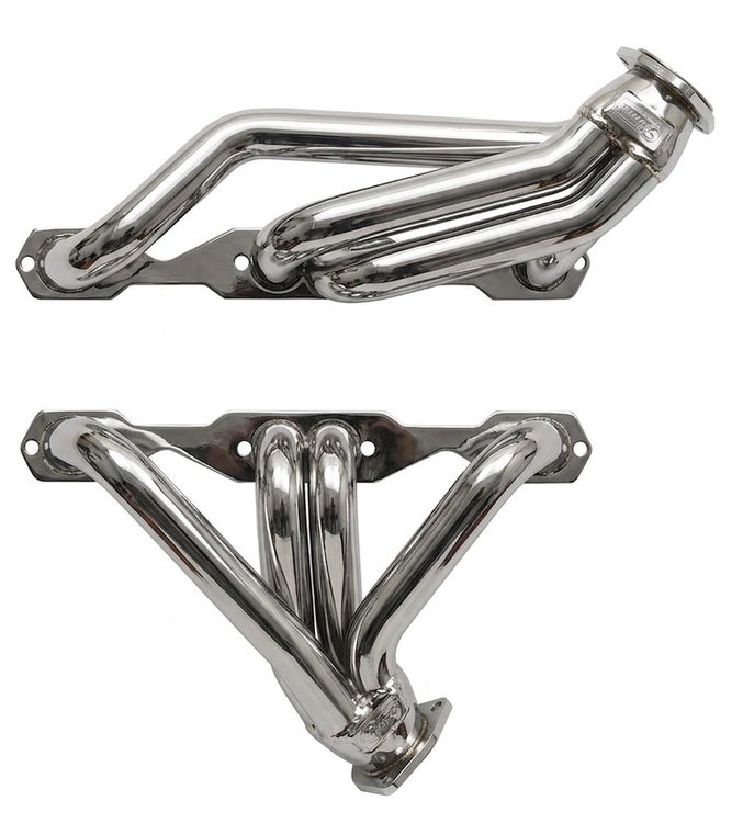 CC56BP-SEC Shorty Header Set, 1955-1957 Chevy Cars w/Small Block Chevy BluePrint Engine, Straight Plug [Silver Ceramic Coating]
