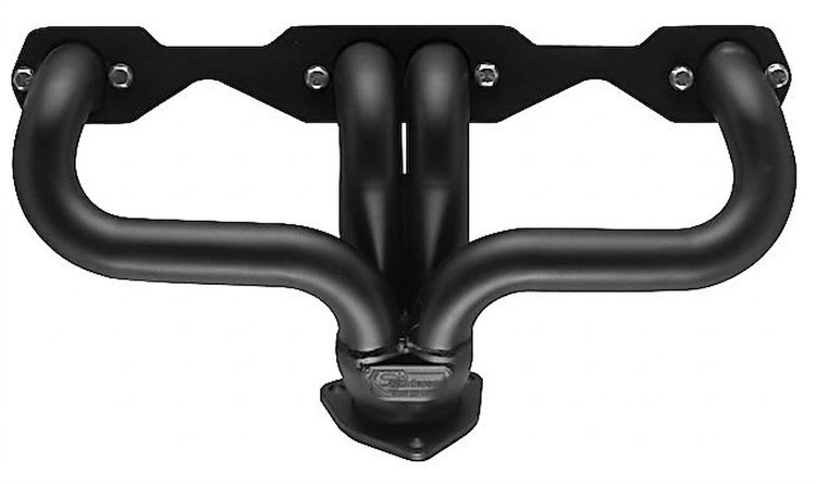 CC5DP-BEC Shorty Header Set, Small Block Chevy, Angle Plug, D-Port Flange [Black Satin Ceramic Coating]