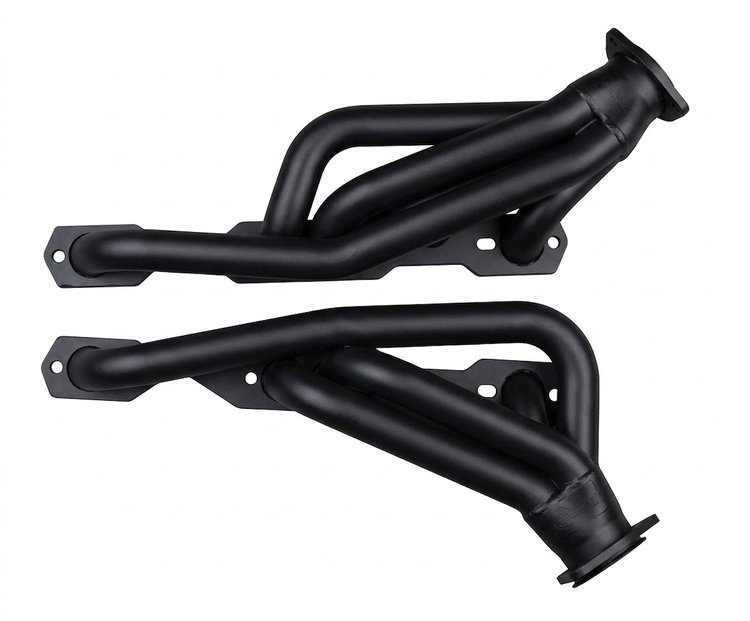 CS11AP-BEC Shorty Header Set, 1982-Up Chevy S-10/Blazer w/Small Block Chevy, Angle Plug [Black Satin Ceramic Coating]