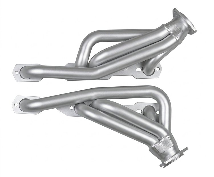 CS11DP-SEC Shorty Header Set, 1982-Up Chevy S-10/Blazer w/Small Block Chevy, Angle Plug, D-Port Flange [Silver Ceramic Coating]