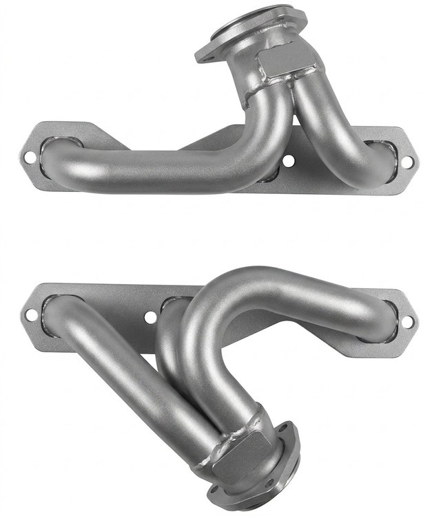 CV95-SEC Shorty Header Set, 1927-1948 Chevy Cars/Trucks, Early Jeep w/Chevy 90-Deg V6 [Silver Ceramic Coating]