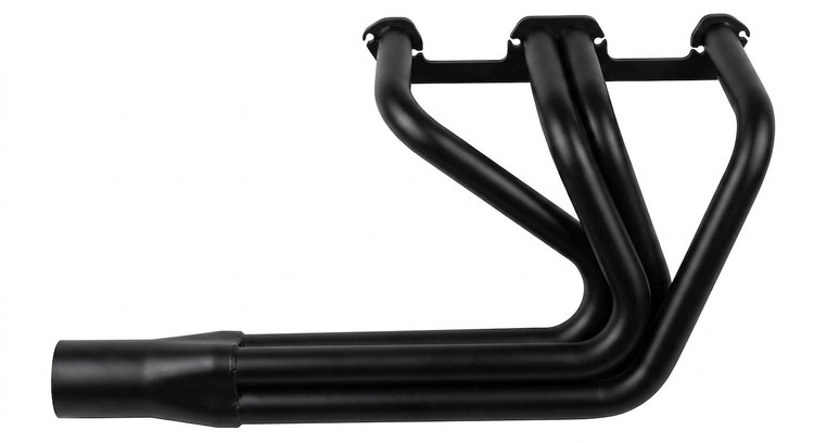 DER100-BEC Sprint-Style Header, Small Block Chrysler, 26 in. Turnout Length [Black Satin Ceramic Coating]