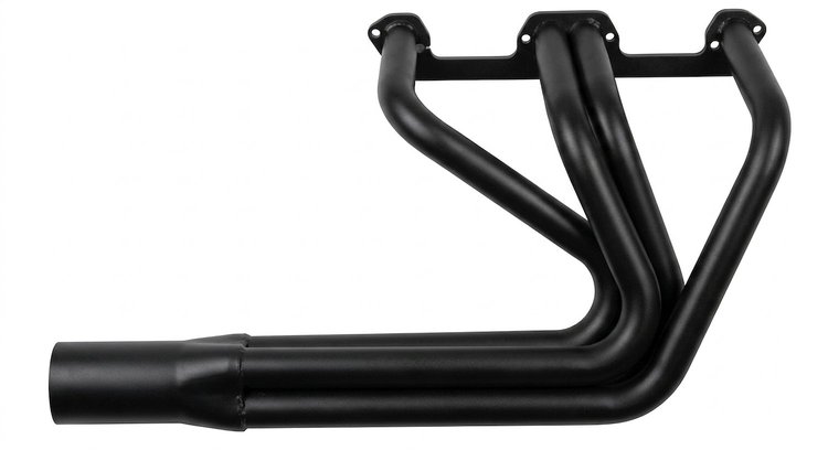 DR10048-BEC Classic-Style Outside Chassis Header Set, Small Block Chrysler, 48 in. Turnout Length [Black Satin Ceramic Coating]