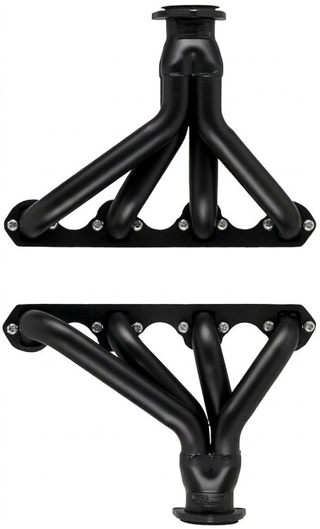 FF1-BEC Shorty Headers, 27-48 Cars/Trucks, 48-52 F100, 55-59 Full-Size Cars w/SBF 221-302/351W [Black Satin Ceramic Coating]