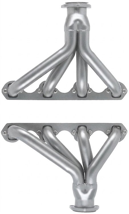 FF1-SEC Shorty Header Set, 27-48 Ford Cars/Trucks, 48-52 Ford F100, 55-59 Ford Full-Size w/SBF 221-351W [Silver Ceramic Coating]
