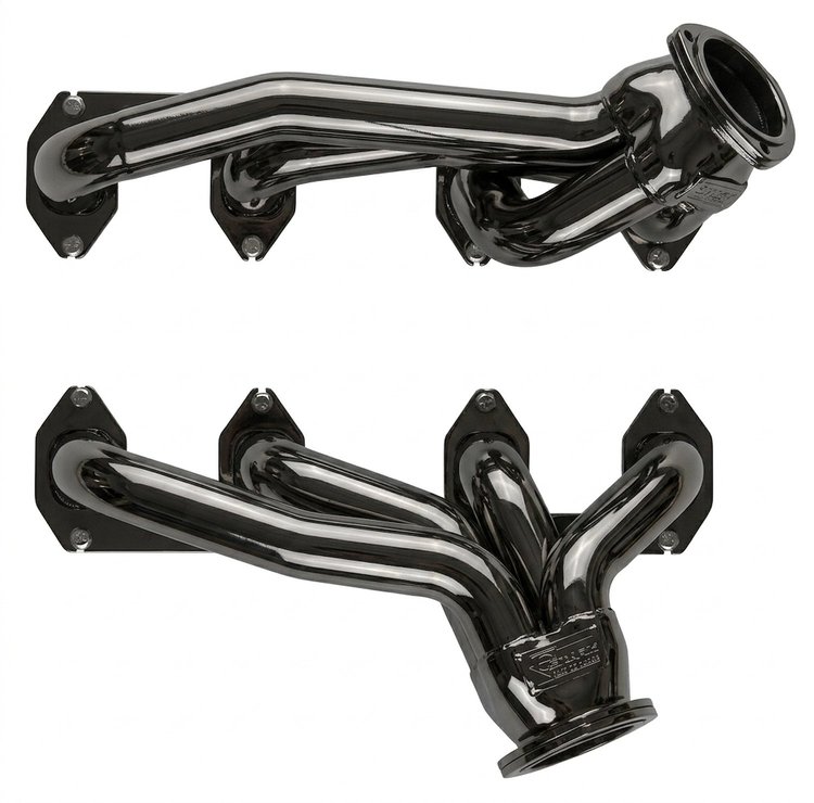 FF390-BEC Shorty Header Set, 1960-1964 Ford/Mercury Full-Size Cars w/Ford 332-428 FE [Black Satin Ceramic Coating]