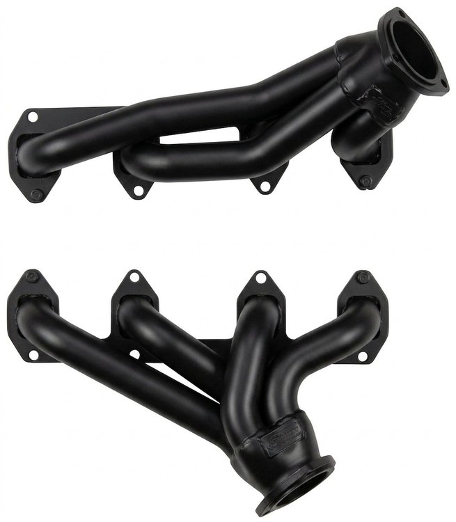 FF391CJ-BEC Shorty Header Set, 65-Later Ford/Mercury Full-Size Cars w/Ford 332-428 FE & Cobra Jet/GT Heads [Black Satin Ceramic]
