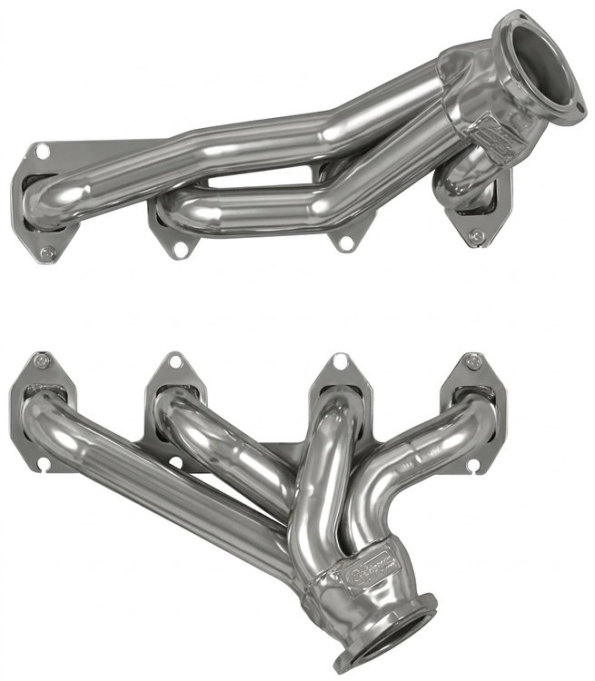 FF391CJ-SEC Shorty Header Set, 65-Later Ford/Mercury Full-Size Cars w/Ford 332-428 FE & Cobra Jet/GT Heads [Silver Ceramic]