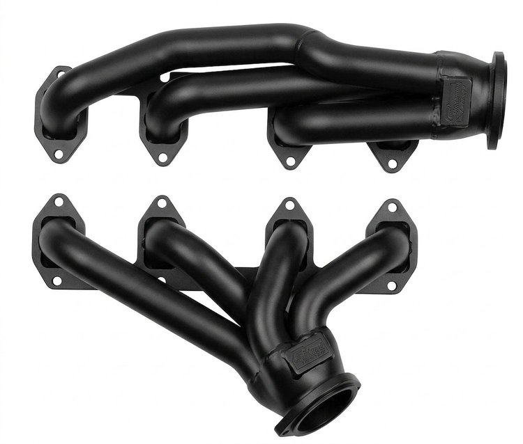 FF394CJ-BEC Shorty Header Set, 61-66 Ford Thunderbird w/Ford 332-428 FE & Cobra Jet/GT Heads [Black Satin Ceramic Coating]