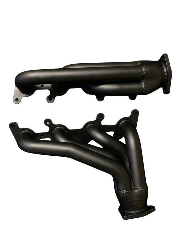 FF4.6S-BEC Shorty Header Set, Ford SOHC Modular V8, Round Port [Black Satin Ceramic Coating]