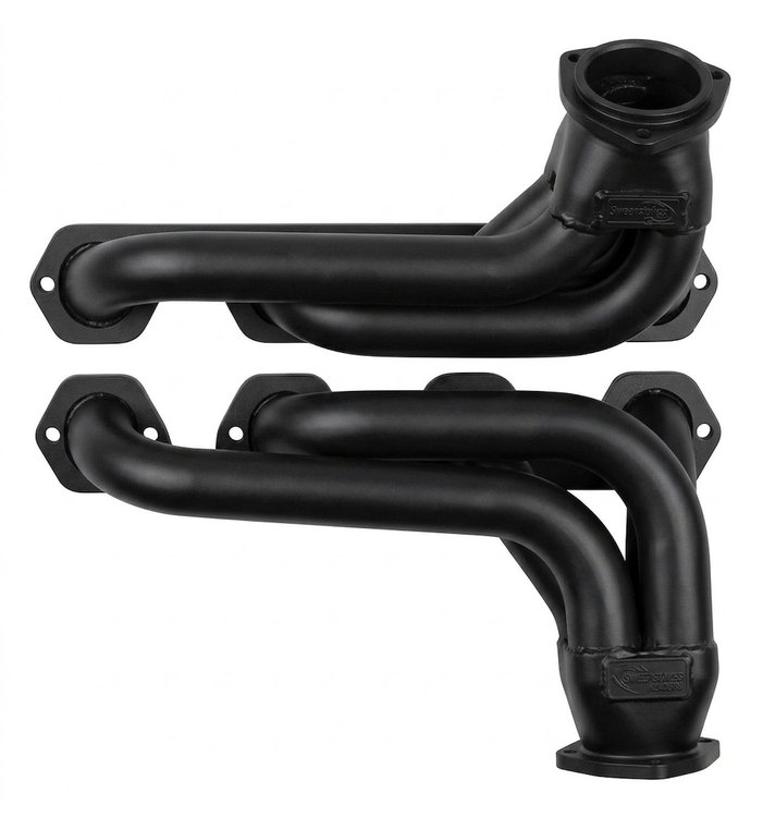 FF463CJ-BEC Shorty Header Set, 1967-1977 Ford Bronco w/BBF 429-460ci & Cobra Jet/GT (16-Bolt Flange) [Black Satin Ceramic]