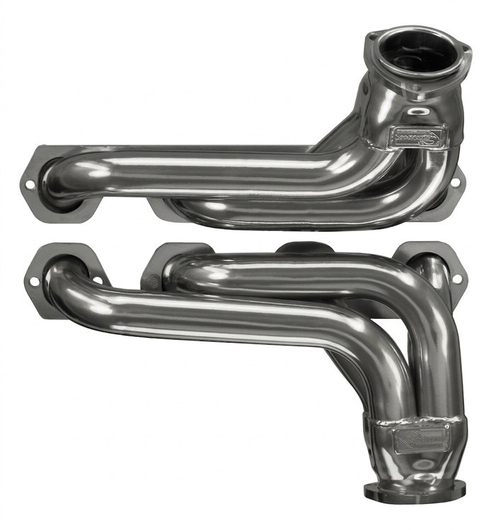 FF463CJ-SEC Shorty Header Set, 1967-1977 Ford Bronco w/Big Block Ford 429-460ci & Cobra Jet/GT (16-Bolt Flange) [Silver Ceramic]