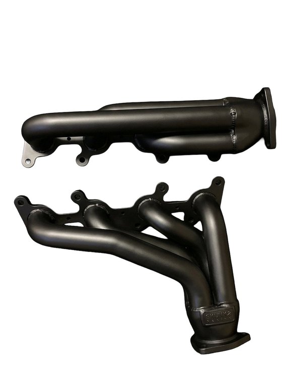 FF5.0-BEC Shorty Header Set, Ford Modular DOHC “Coyote” V8 [Black Satin Ceramic Coating]