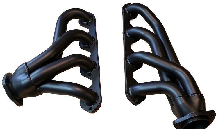 FF7-351-BEC Shorty Header Set, 1965-1977 Ford Bronco w/Small Block Ford 351W, C4/C6 or Manual Transmission [Black Satin Ceramic]