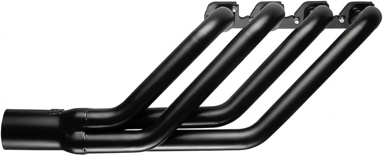FR42748-BEC Swept-Back Roadster Header, Ford T-Bucket w/Ford 332-428 FE, 48 in. Turnout Length [Black Satin Ceramic Coating]