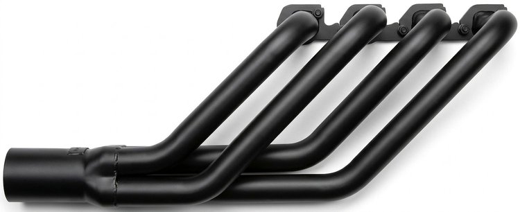 FR427CJ-BEC Swept-Back Roadster Header, T-Bucket w/332-428 FE & Cobra Jet/GT Heads, 26 in. Turnout [Black Satin Ceramic Coating]