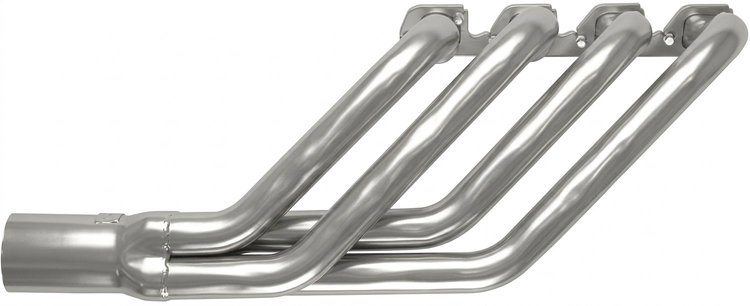 FR427CJ-SEC Swept-Back Roadster Header, Ford T-Bucket w/Ford 332-428 FE & Cobra Jet/GT Heads, 26 in. Turnout [Silver Ceramic]