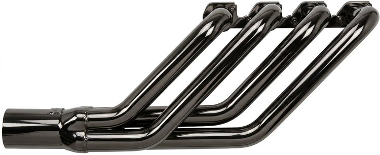 FR460CJ-BEC Swept-Back Roadster Header, Ford T-Bucket w/BBF 429-460ci & Cobra Jet/GT Heads, 26 in. Turnout [Black Satin Ceramic]