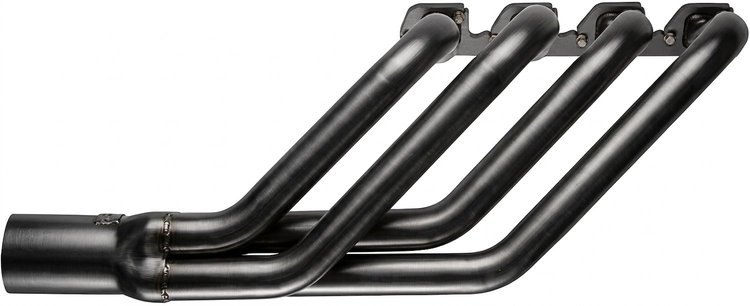 FR460CJ-P Swept-Back Roadster Header, Ford T-Bucket w/BBF 429-460ci & Cobra Jet/GT Heads, 26 in. Turnout [Raw/Unfinished]