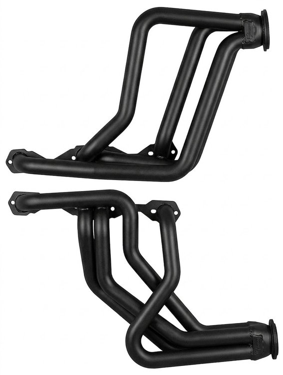 C12DPAC-134-BEC Full-Headers, SBC, GM A-Body, 70-74 Chevy Camaro, w/ A/C, D-Port Flange, 1 3/4 in. Primary [Black Satin Ceramic]