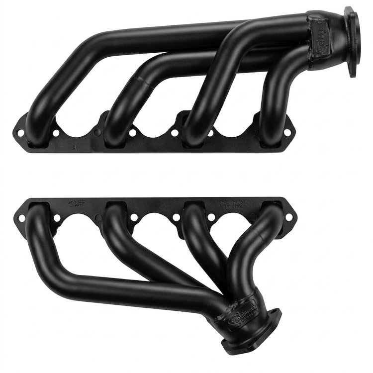 FF3GTS351-BEC Shorty Header Set, 64-73 Ford Mustang w/Small Block Ford 351W, C4/C6 or Manual Transmission [Black Satin Ceramic]