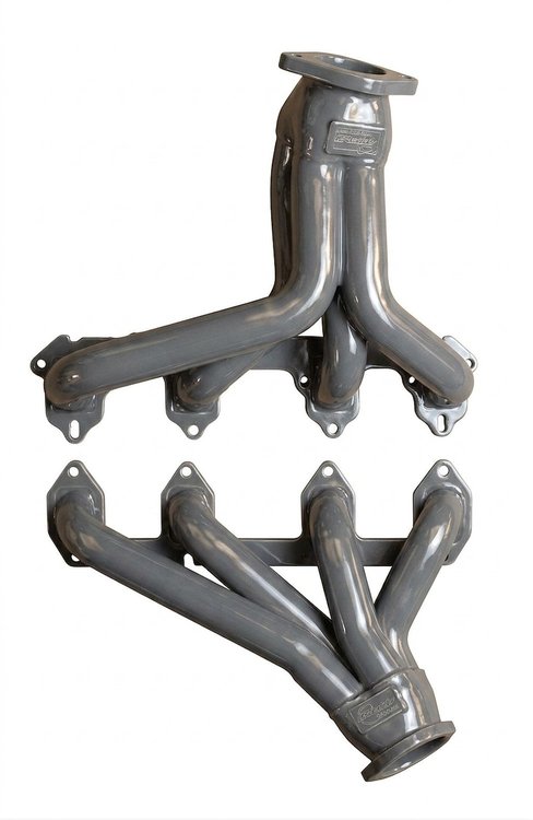 FF427CSCJ-SEC Shorty Header Set, 53-Up Ford F-Series/Camper Special w/Ford 332-428 FE & Cobra Jet/GT Heads [Silver Ceramic]