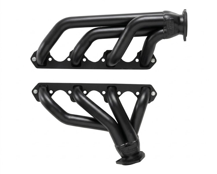 FF6-302-AOD-BEC Shorty Header Set, Small Block Ford 221-302ci, AOD Transmission [Black Satin Ceramic Coating]