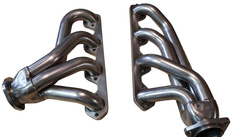 FF758-302-AOD-P Shorty Header Set, 65-77 Ford Bronco w/SBF 221-302ci, AOD Trans, 1 5/8 in. Primary Tube [Raw/Unfinished]