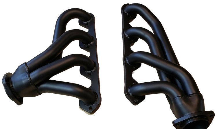 FF758-351-BEC Shorty Header Set, 65-77 Ford Bronco w/SBF 351W, C4/C6 or Manual Trans, 1 5/8 in. Primary [Black Satin Ceramic]