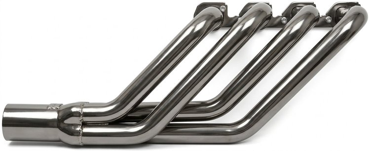 FR427CJ36-SEC Swept-Back Roadster Header, Ford T-Bucket w/Ford 332-428 FE & Cobra Jet/GT Heads, 36 in. Turnout [Silver Ceramic]