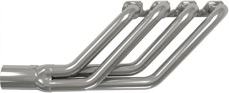 FR427CJ48-SEC Swept-Back Roadster Header, Ford T-Bucket w/Ford 332-428 FE & Cobra Jet/GT Heads, 48 in. Turnout [Silver Ceramic]