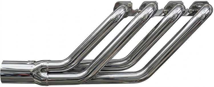 FR460CJ48-BEC Swept-Back Roadster Header, T-Bucket w/BBF 429-460ci & Cobra Jet/GT Heads, 48 in. Turnout [Black Satin Ceramic]