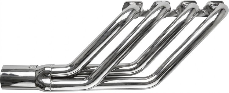 FR460CJ48-SEC Swept-Back Roadster Header, Ford T-Bucket w/BBF 429-460ci & Cobra Jet/GT Heads, 48 in. Turnout [Silver Ceramic]