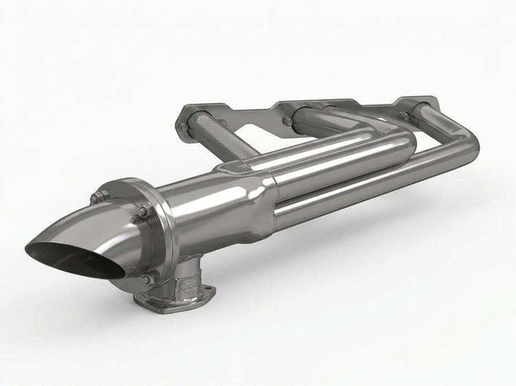 JaysterSBCDP-SEC Full-Fender Lakes-Style Header Set, Small Block Chevy, D-Port Flange [Silver Ceramic Coating]