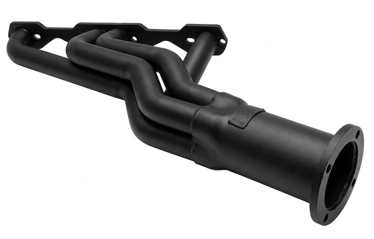 JaysterFFSBC-BEC Full-Fender Lakes-Style Header Set, Small Block Chevy [Black Satin Ceramic Coating]