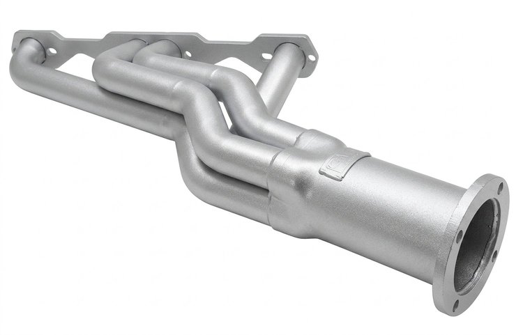 JaysterFFSBC-SEC Full-Fender Lakes-Style Header Set, Small Block Chevy [Silver Ceramic Coating]