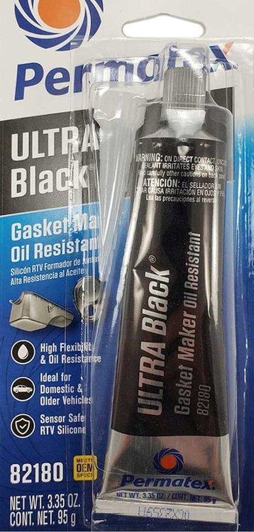 Permatex82180 Ultra Black Gasket Maker, Oil Resistant, 3.35 oz. Tube