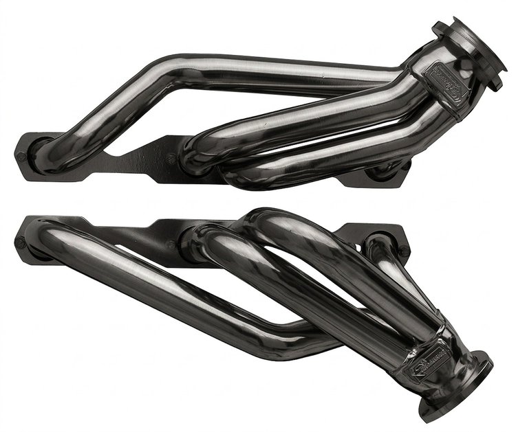 US56-P Shorty Header Set, 55-57 Chevy Cars w/SBC, Unisteer Rack & Pinion w/Ididit or Similar Steering Column [Raw/Unfinished]