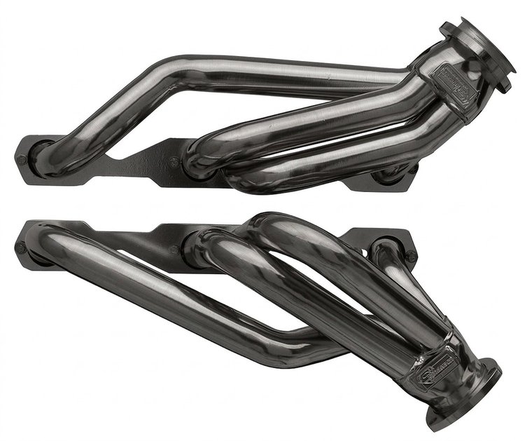 US56DP-P Shorty Headers, 55-57 Chevy Cars w/SBC, D-Port Flange, Unisteer Rack/Pinion w/Ididit or Similar Column [Raw/Unfinished]