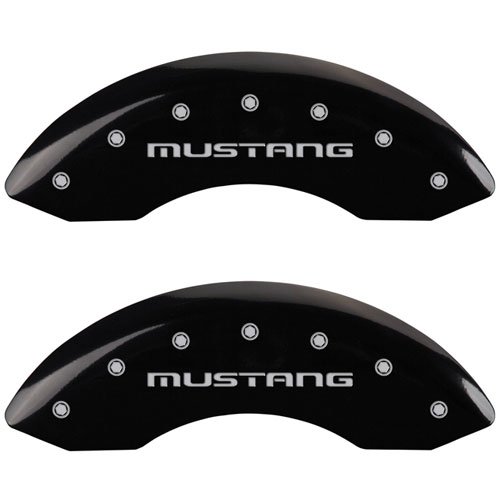 1983 FORD MUSTANG GT - FRONT SET 2 CALIPER COVERS MUSTANG BLOCK FOX BODY FONT ENGRAVING BLACK POWDER