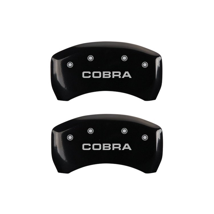 10010RCOBBK Rear Disc Brake Caliper Covers Fits Select Ford Mustang [Black Finish w/ Silver COBRA]