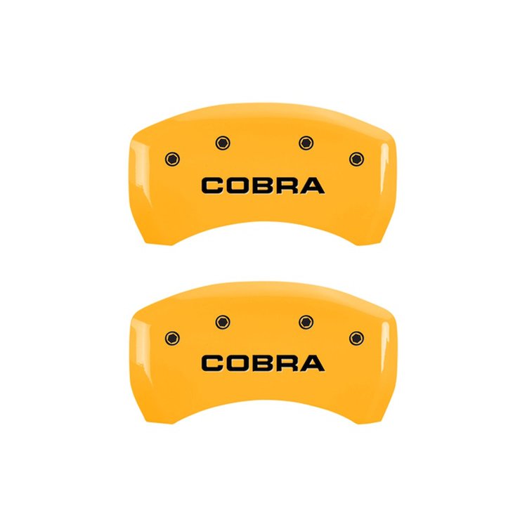 10010RCOBYL Rear Disc Brake Caliper Covers Fits Select Ford Mustang [Yellow Finish w/ Black COBRA]